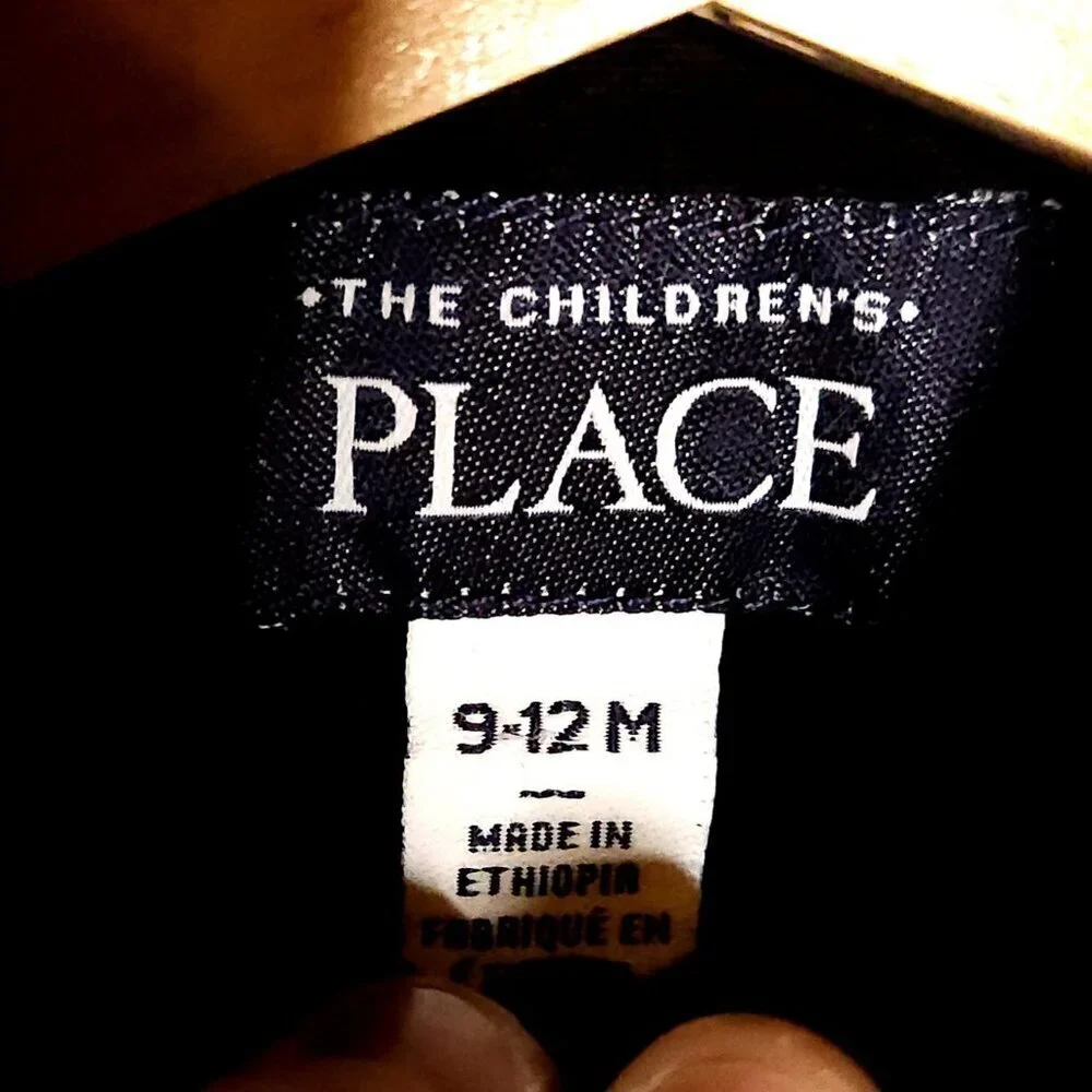 The Children's Place Infant Boys New Black Button Down Shirt 9-12 Months